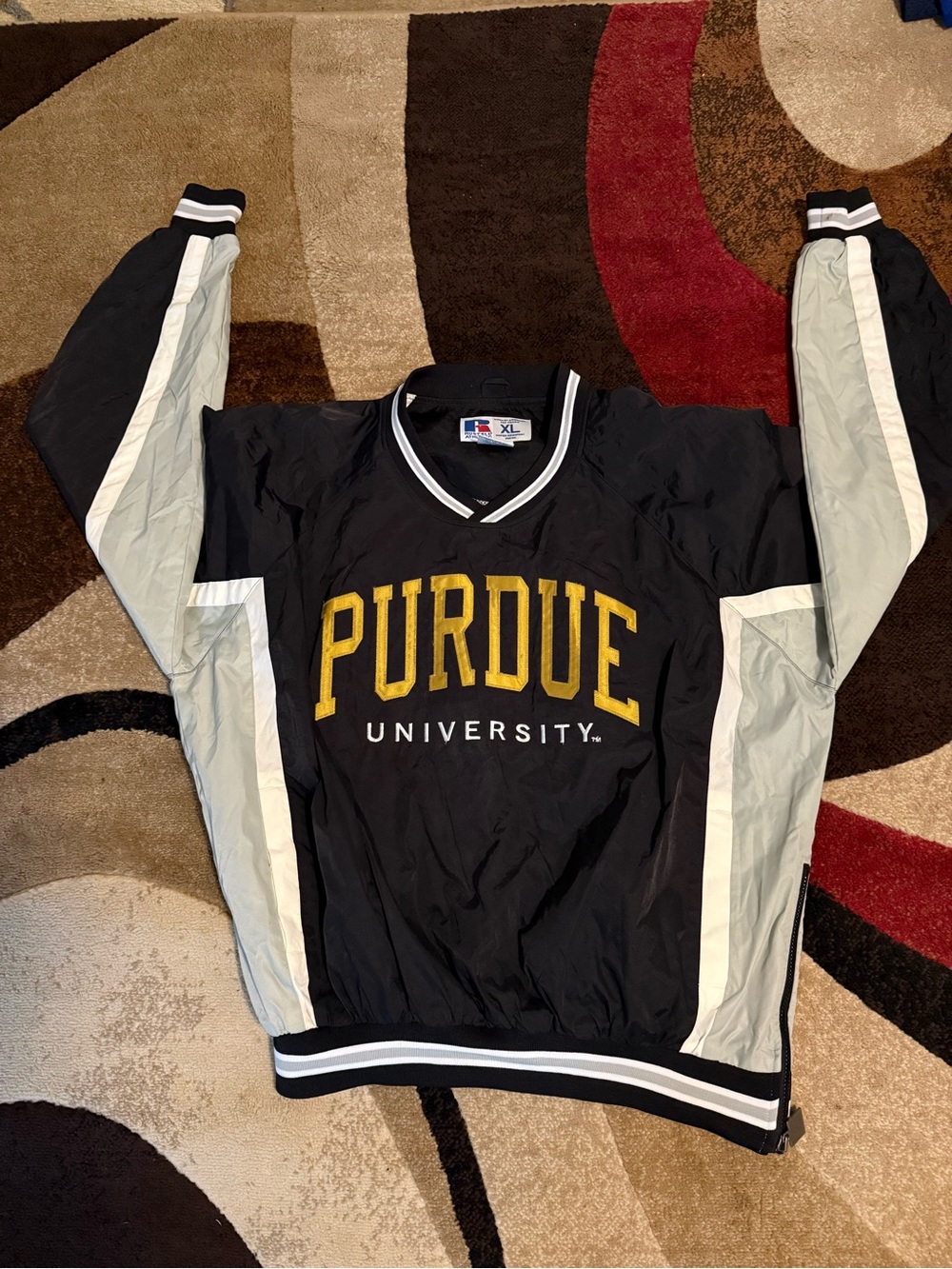 Russell Athletic Black and White Purdue University Windbreaker Pullover